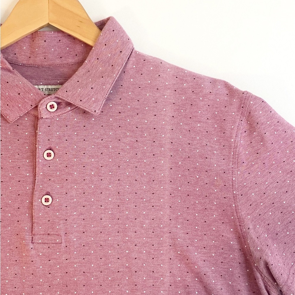 Jos. A. Bank Pink Micro Dot Polo Shirt Men’s Large Classic Preppy Golf Dadcore